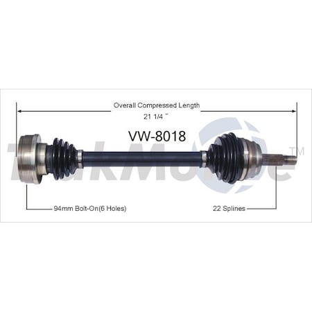Surtrack Axle Cv Axle Shaft, Vw-8018 VW-8018